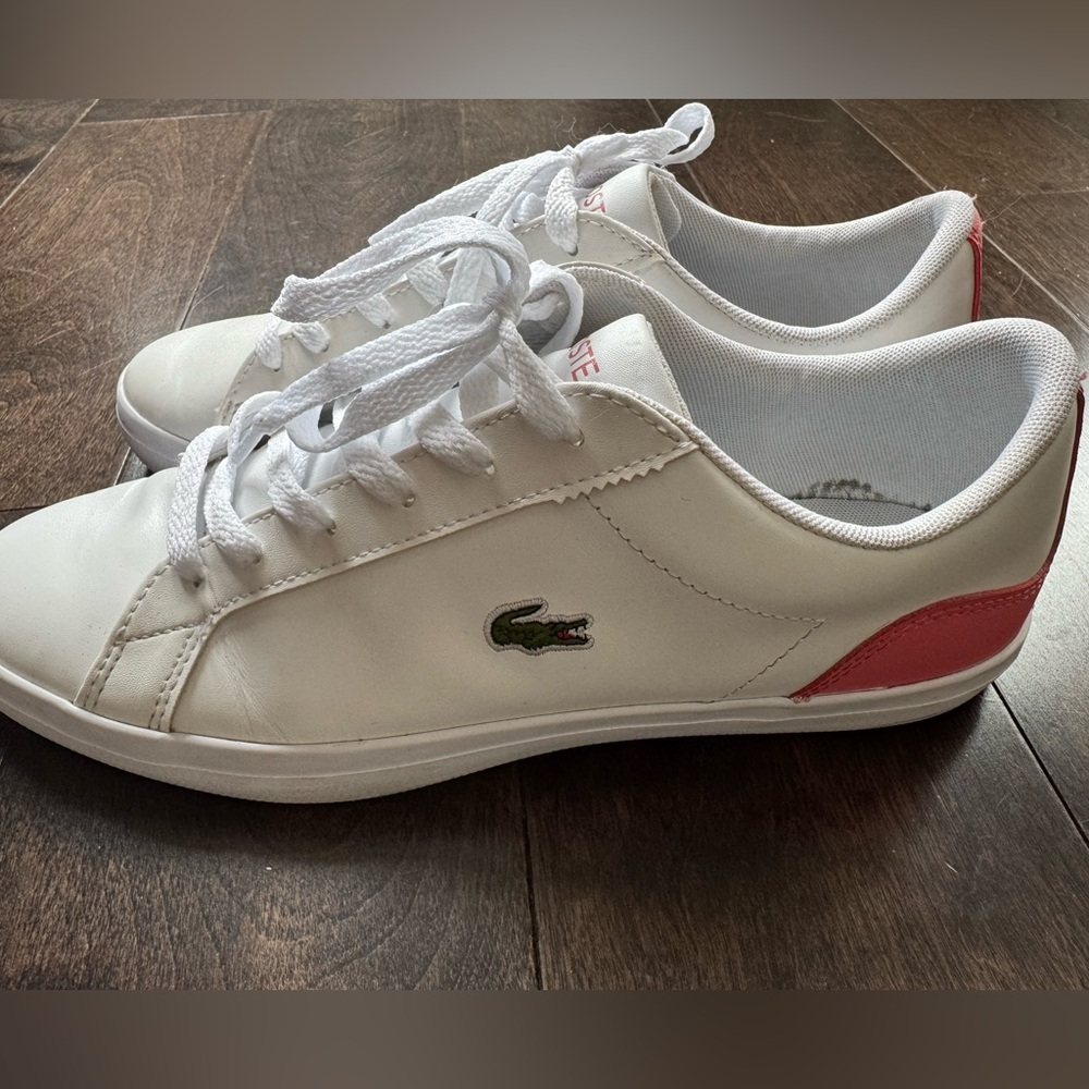 Lacoste White Sneakers with Pink Accent